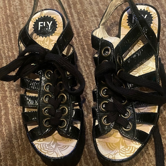 Fly London Shoes - Fly London Glossy Black Women's Sandals